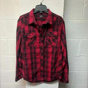 Carbon Men's Plaid Casual Classic Fit Button Shirt Long Sleeve